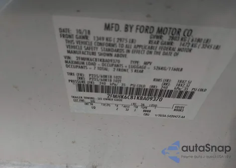 2019 Ford Flex Sel z USA, uszkodzony, nr VIN 2FMHK6C81KBA09370